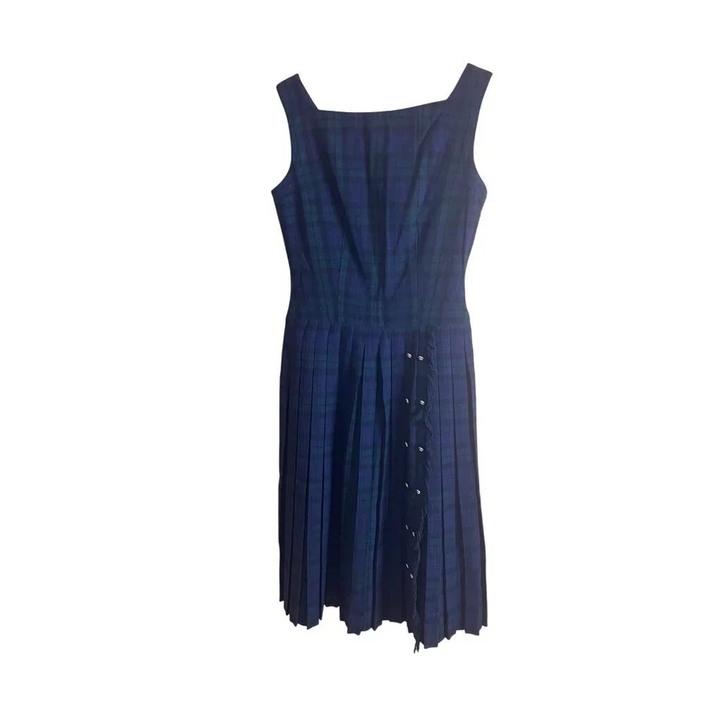 Ilene Ricky Vintage Womens Dress Size 7 Blue Plaid Metal Zipper Casual - Picture 2 of 12